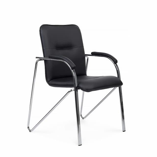 Стул с мягкими подлокотниками Riva Chair Самба (SMB-01H хром гальв.) черный